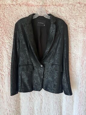 Olivaceous Black Snakeskin-Effect Blazer